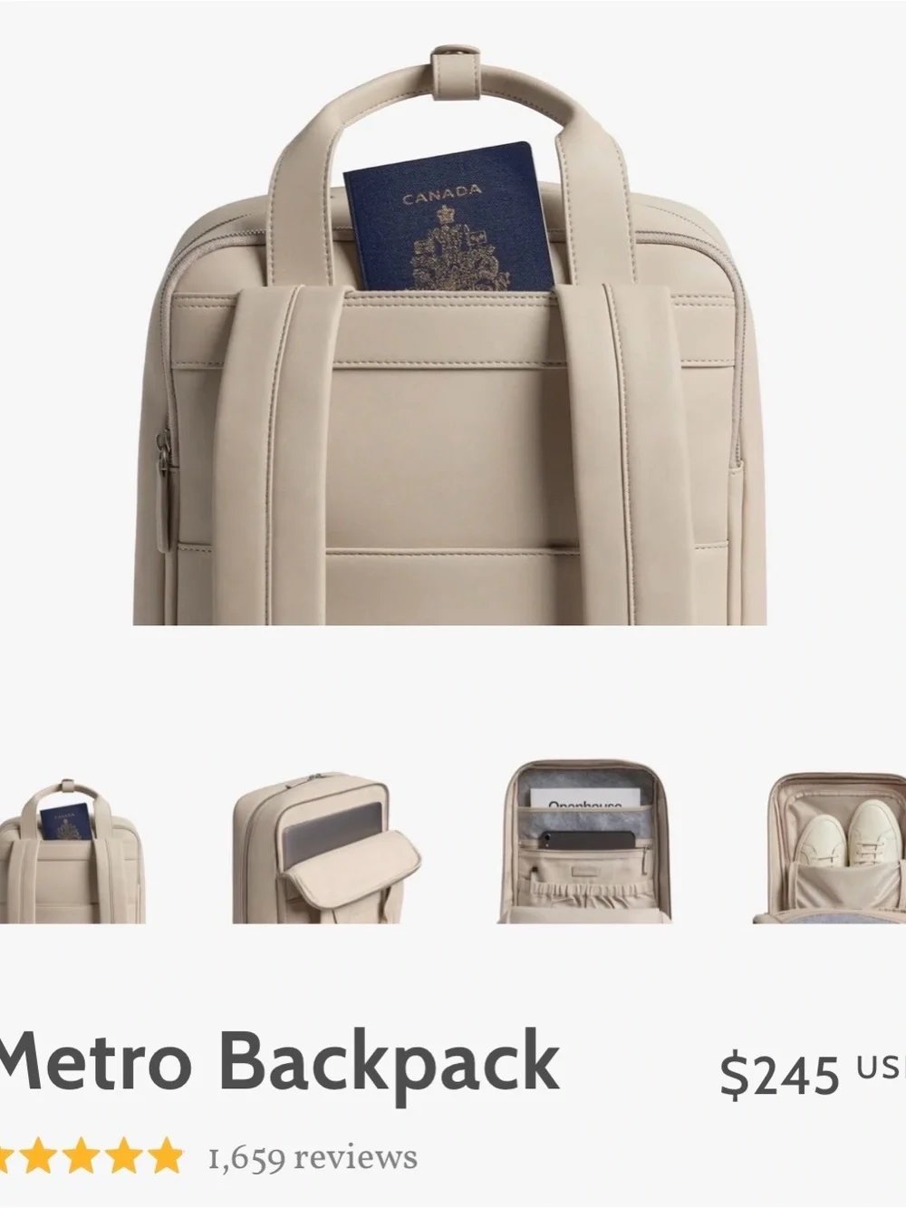 Metro Backpack - Beige - - Picture 3 of 17